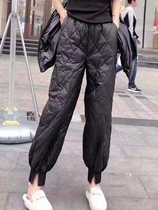 Бургендонская совместная зимняя мягковато-высокая талия-булочки-брюки из хлопчатобумажных брюк-брюки с тонкодушными
