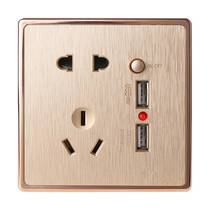 Type 86 five-hole with double USB concealed wall gold porous double USB panel