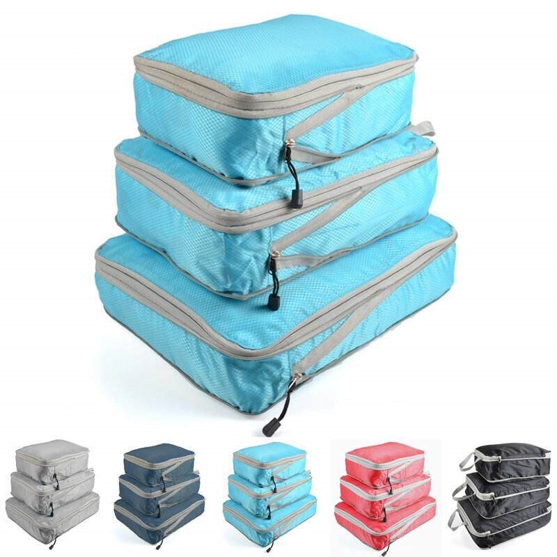 Cross-Border Amazon Nylon Compression Storage Bag Waterproof Portable Travel Clothing and Underwear Storage Three-Piece Set Cross-Border Amazon Nylon Compression Storage Bag Waterproof Portable Travel Clothing and Underwear Storage Three-Piece Set