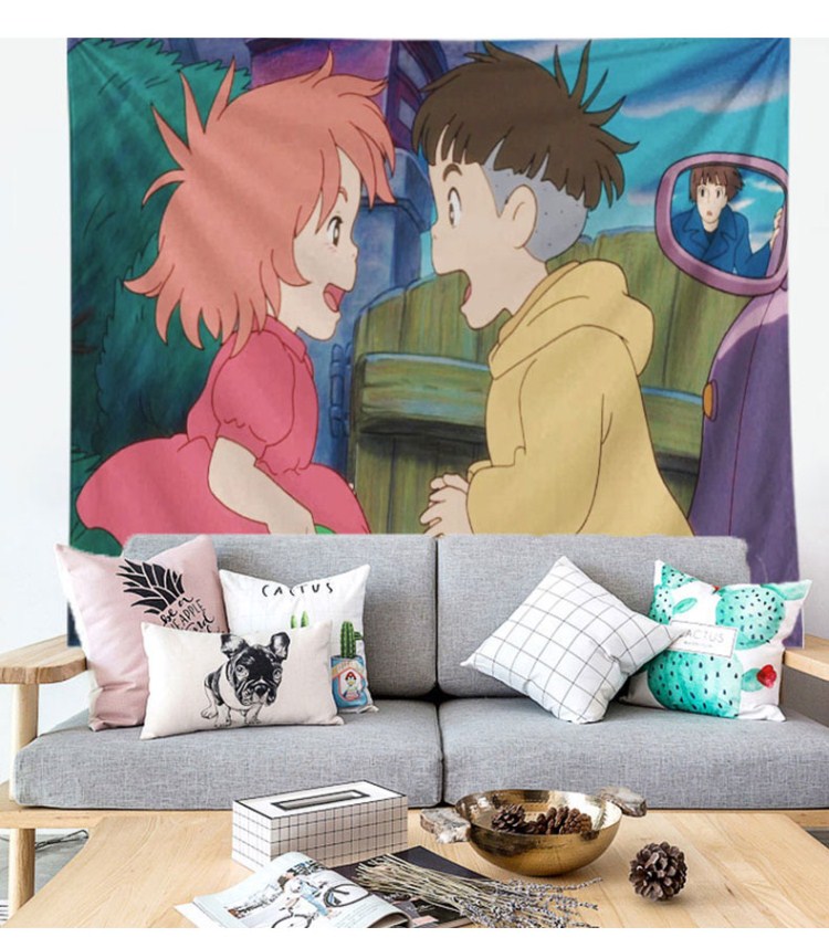 Spirited Away Nền đơn giản Vải đỏ Treo tấm thảm Hayao Miyazaki Phim hoạt hình Anime Phòng khách trang trí phòng ngủ - Tapestry thảm thêu trang trí