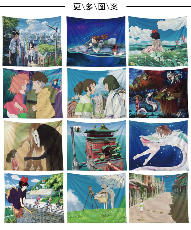 Spirited Away Nền đơn giản Vải đỏ Treo tấm thảm Hayao Miyazaki Phim hoạt hình Anime Phòng khách trang trí phòng ngủ - Tapestry thảm thêu trang trí