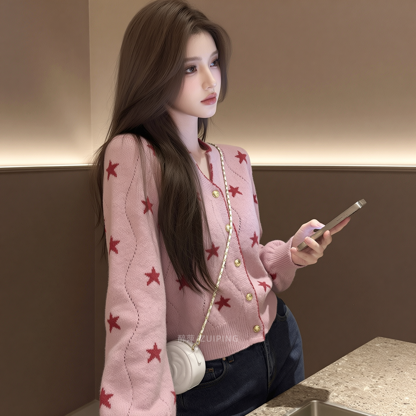 Кардиган весной, жакет, тренд сезона, puff sleeves, V-образный вырез