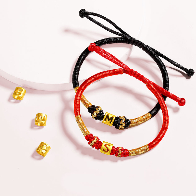 Gold Letter Beaded Bracelet, Pure Gold Transfer Beads, Couple's Gold Letter Beads, Valentine's Day Gift for Girlfriend, Birthday Gift