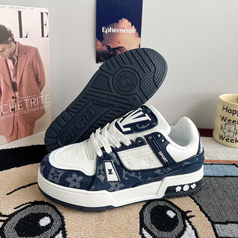 Hong Kong Purchase of Lv-Style White Sneakers for Men, Height-Increasing Sneakers, Men's Couple Models, New Spring Collection, Versatile Casual Shoes, Trendy