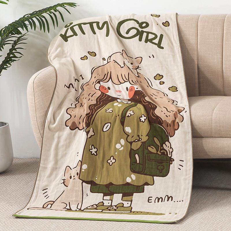 Gauze Bath Towel for Adults, Household Use, Large Cotton Towel, Absorbent, Quick-Drying, Non-Shedding, Cartoon Bath Wrap