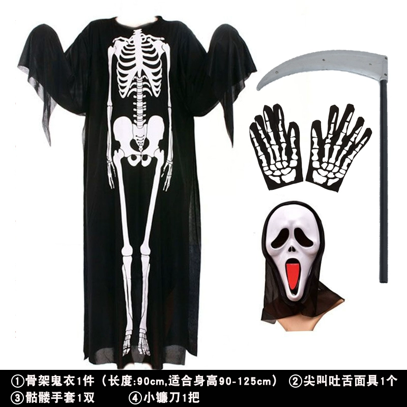 phù thủy halloween Bé trai biểu diễn ma đạo cụ Halloween trang phục trẻ em ma đồng hồ đồng hồ cosplay quần áo ăn mặc makeup halloween dễ thương