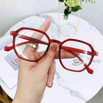 New trendy TR anti-blue light flat glasses fashionable student myopia glasses female polygonal internet celebrity glasses same style for men