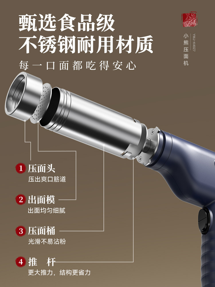 Bear Brand Noodle Maker, Household Fully Automatic Handheld Noodle Press, Small Electric Smart Noodle Machine and Dough Press