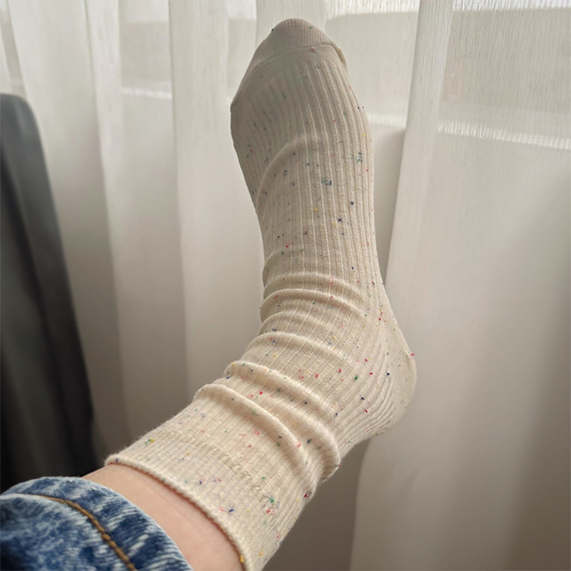 Candy Time Machine Crazy Collection: Summer Colorful Mid-Calf Socks for Women, Yarn Socks, Japanese Style Slouch Socks