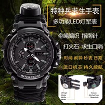 Outdoor tactical watch LED light SOS compass fire stick military watch multi-function survival bracelet waterproof watch for men