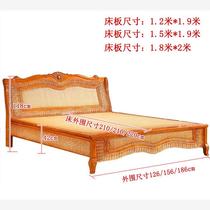 WT9P rattan solid wood bed hotel apartment rattan bed Indonesian rattan bed B&B rattan furniture rattan rattan double bed