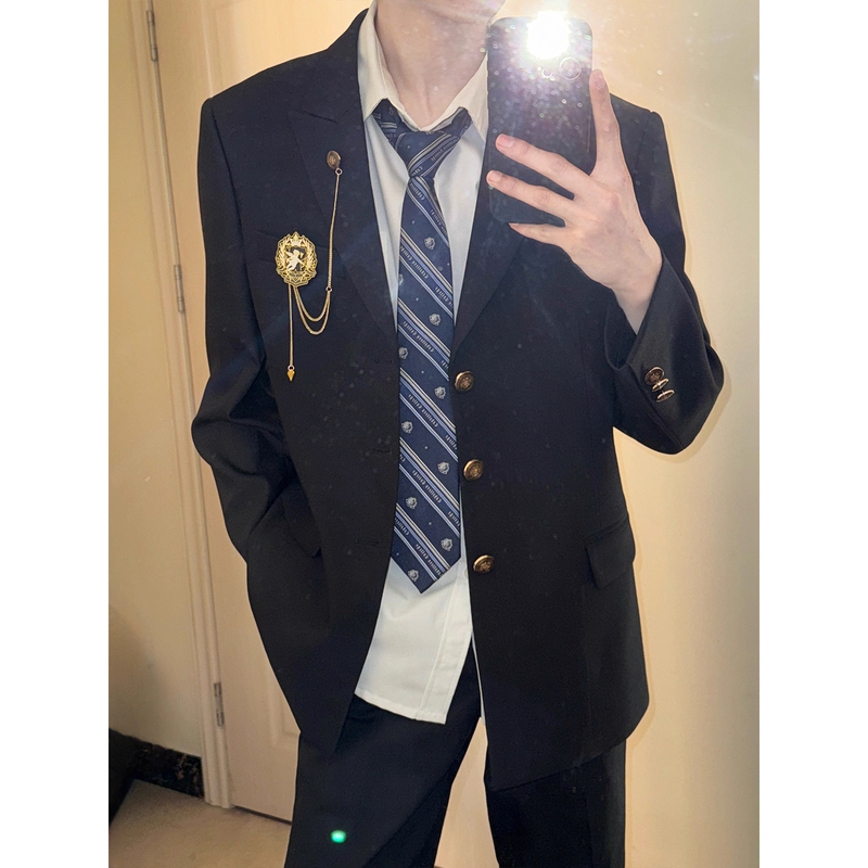 Dkjk Uniform Japanese Style Unisex Black Suit Casual Jacket Versatile High-End College Style Student Suit Set