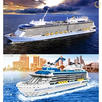 Royal luxury ferry Caribbean Quantum of the Seas cruise ship model assembled with hell-level difficult toy building blocks