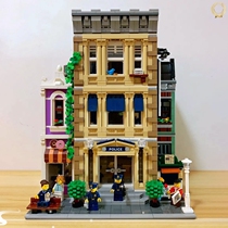 Police station building street scene series city corner model assembled 3D ornaments hell-level difficult toy building blocks