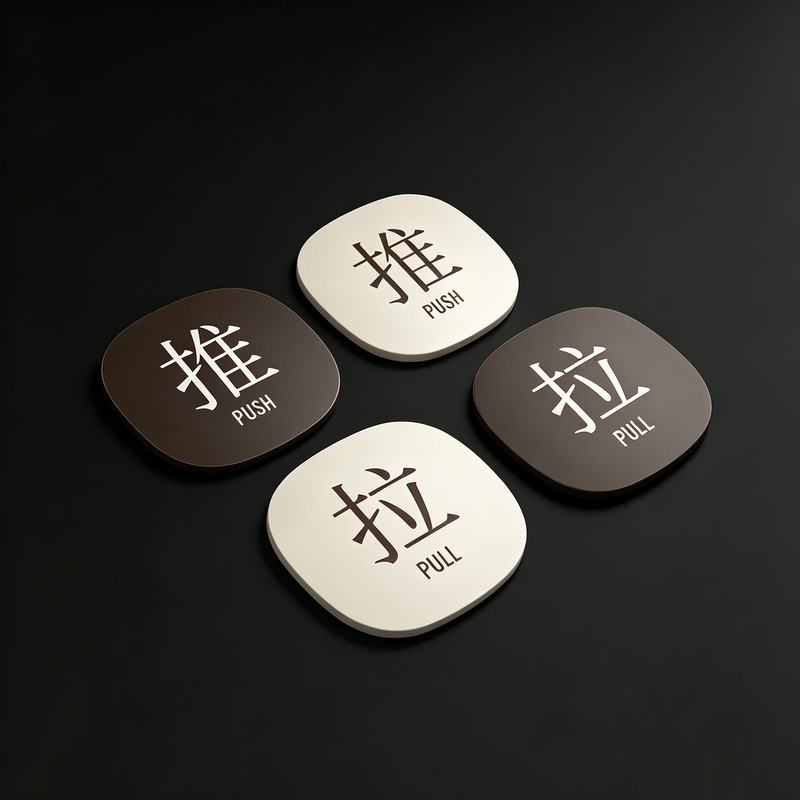 Acrylic Creative Hotel Room Wardrobe Bathroom Sliding Door Sticker Small Sliding Door Sign Glass Door Sliding Indicator Sign