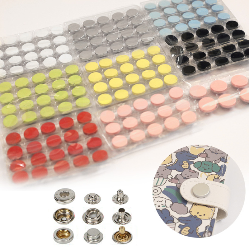 100 Sets of Colorful Snap Button Card Holders, Journal Buttons, 12.5mm Small Snap Buttons, Round Buttons, Simple Metal Surface Buttons