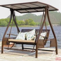 Outdoor swing outdoor courtyard double rocking chair wrought iron adult rattan chair balcony swing cast aluminum hanging basket rattan household