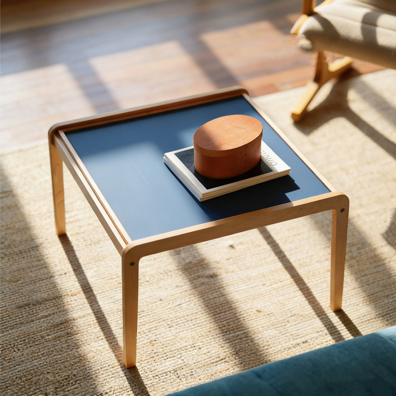 Manle Home Furniture Stark Double-Sided Two-Tone Reversible Coffee Table Bauhaus Mid-Century Nordic Cherry Wood Solid Wood Coffee Table