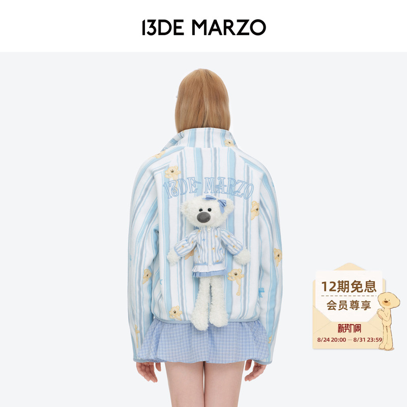 13De Marzo Women's 2026 Autumn New Printed Fleece Jacket Reversible Raglan Sleeve Coat