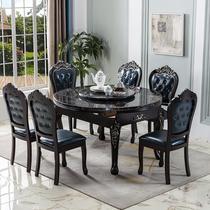 European marble dining table and chair retractable dining table and chair combination