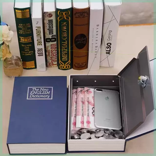 Book safe password box with lock small lock cabinet small cash box piggy bank children's household storage storage