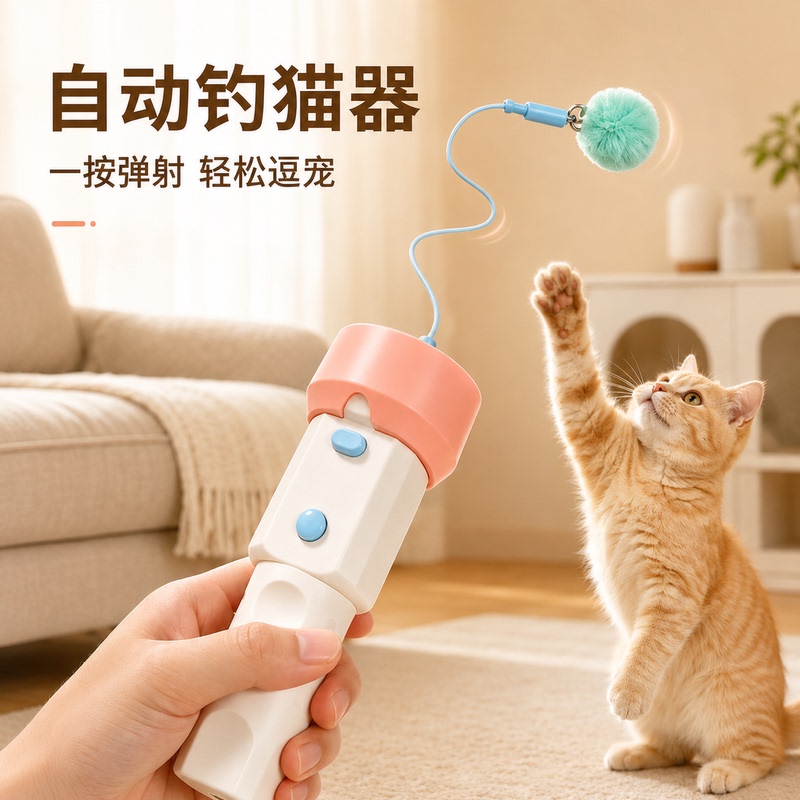 Cat Toy Electric Cat Fishing Device Self-Entertainment Boredom-Relief Gadget Automatic Cat Teaser Wand Kitten and Young Cat Energy-Consuming Supplies
