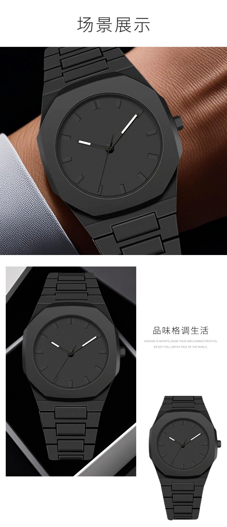 Наручные часы 2025手表高级感防水女表男士中东爆款塑胶男款石英绿色多巴胺粉色 Dijie