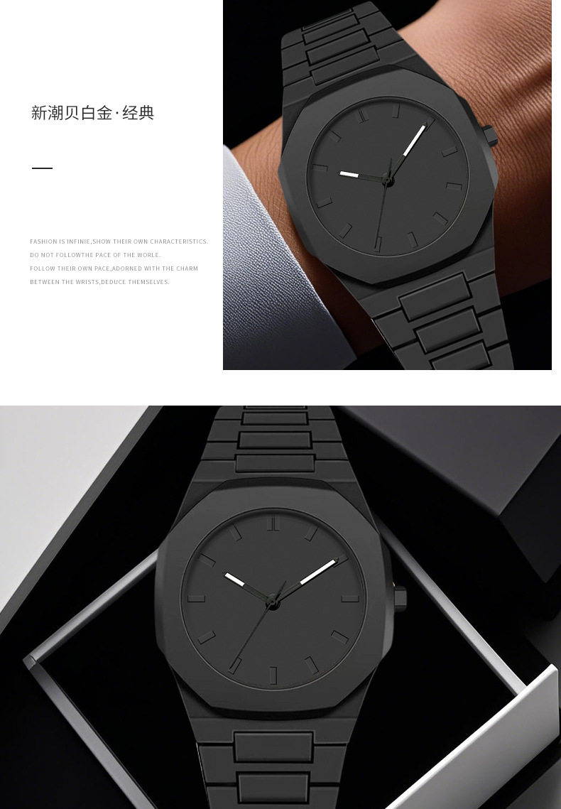 Наручные часы 2025手表高级感防水女表男士中东爆款塑胶男款石英绿色多巴胺粉色 Dijie