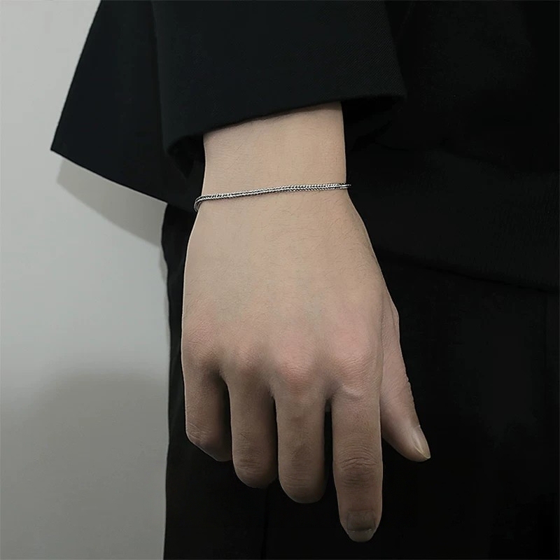 Bracelet for Men, New Trendy Brand, Versatile, High-End, Niche, Thin Snake Bone Chain, Silver Titanium Steel Jewelry, Men's Bracelet Bracelet for Men, New Trendy Brand, Versatile, High-End, Niche, Thin Snake Bone Chain, Silver Titanium Steel Jewelry, Men's Bracelet