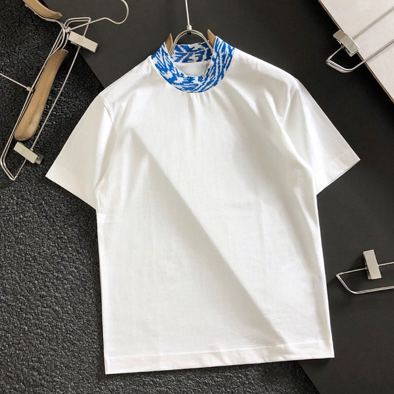 European Station Correct Version Double Ffd Men's Short-Sleeved T-Shirt Half Turtleneck Letter Logo Half-Sleeved Wang Jiaer's Same Style for Women