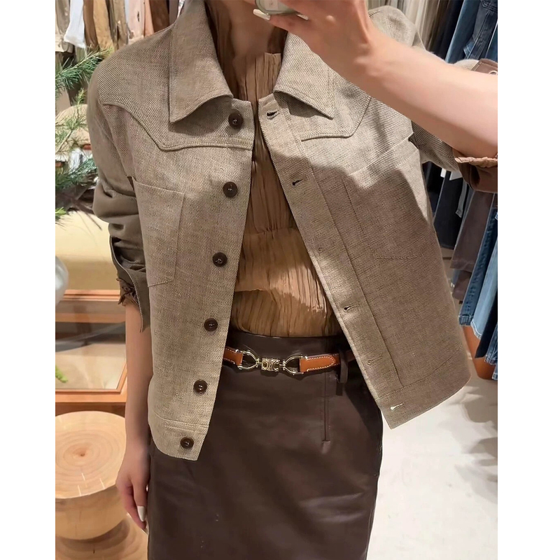 Old Money Style Retro Casual Linen Jacket for Women, Early Autumn 2026 New Style, Elegant Commuter Shoulder-Length Lapel Short Jacket Old Money Style Retro Casual Linen Jacket for Women, Early Autumn 2026 New Style, Elegant Commuter Shoulder-Length Lapel Short Jacket