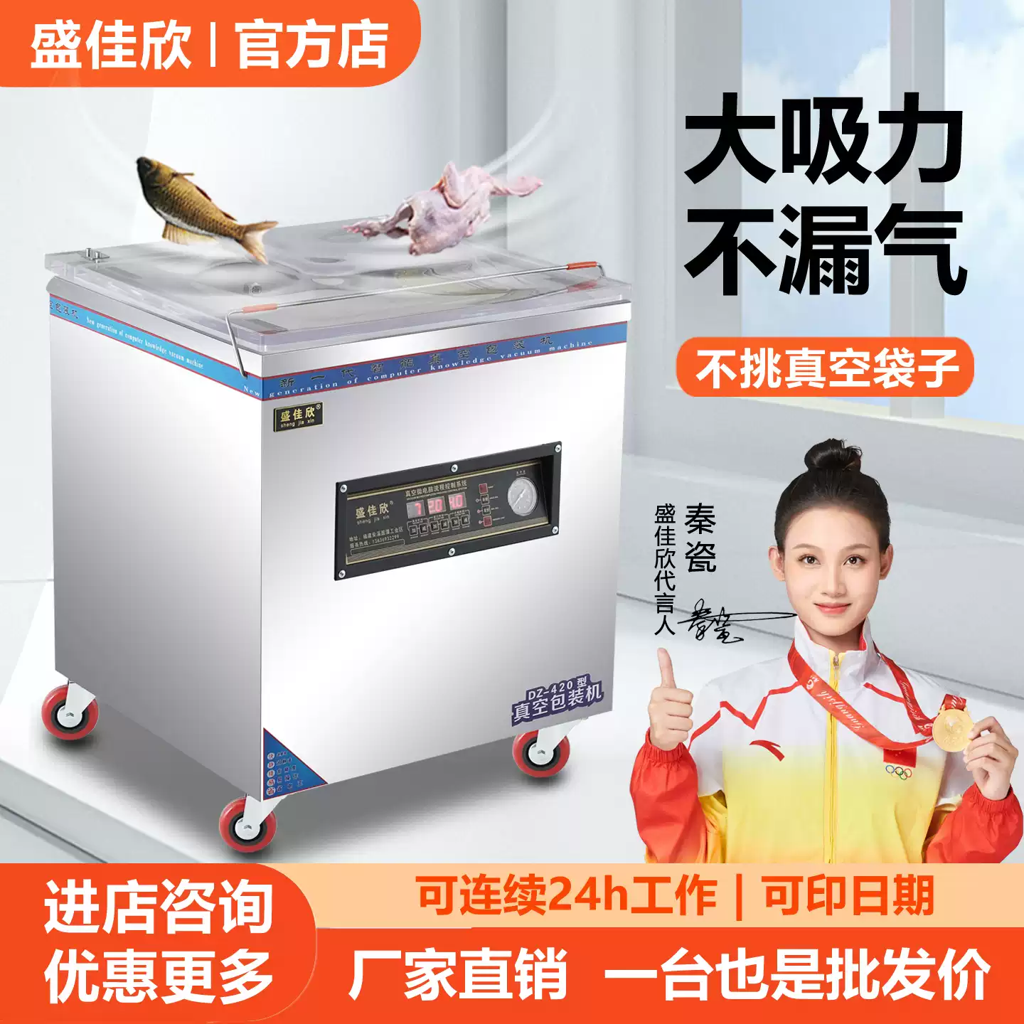 食品真空包装机自动封口一体机家用商用盛佳欣抽空打包机干湿