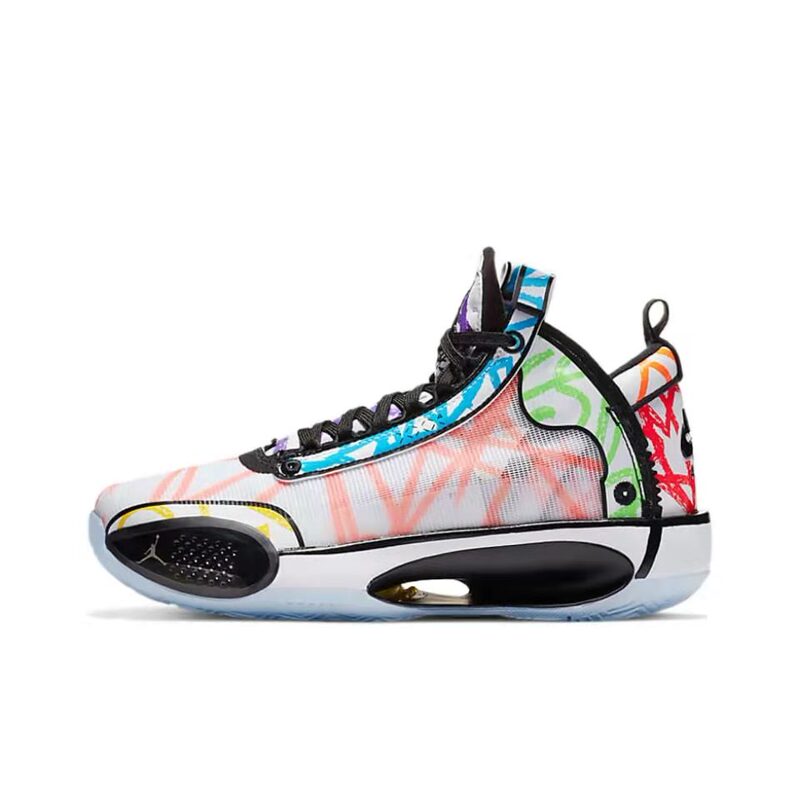 [Chengdu Warehouse Xc] Air Jordan34 Women's Crayon Graffiti Practical Sports Basketball Shoes Da4450-100
