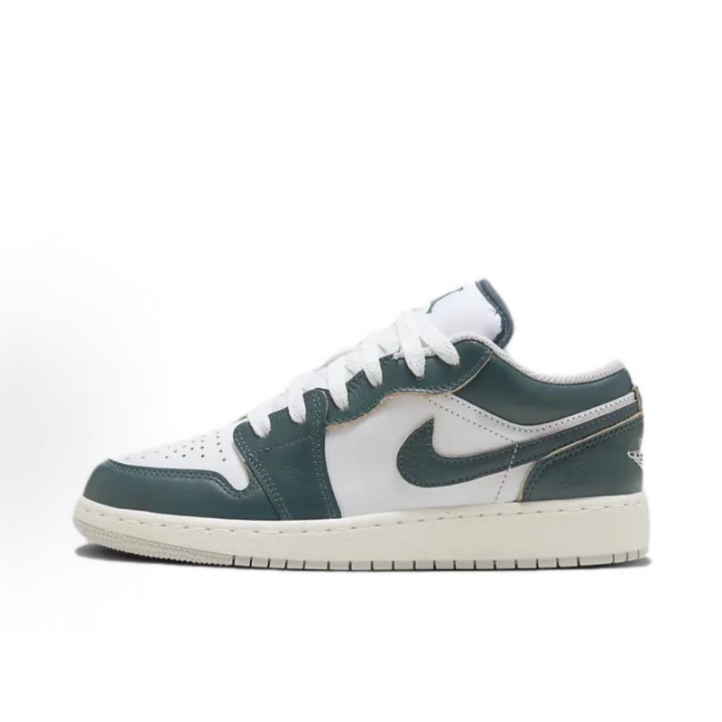 Nike/Nike Air Jordan 1 Low Aj1 Low-Top White and Green Basketball Shoes Fq8041-300
