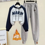 Утепленный спортивный костюм, комплект, толстовка для отдыха, в западном стиле, для средней школы