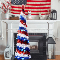 Creative Christmas decorations blue red and white three-color folding retractable Christmas tree Christmas top tree ornaments tree