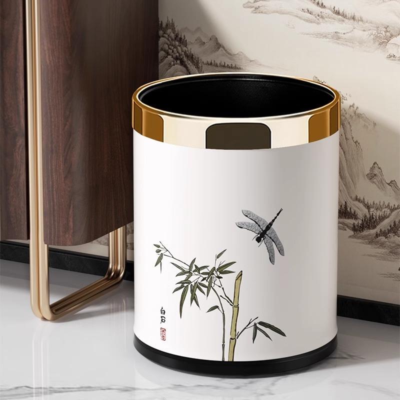 Creative New Chinese-Style High-Quality Household Trash Can, Large Capacity, for Living Room, Bathroom, Bedroom, Wastebasket, Kitchen Storage Bin