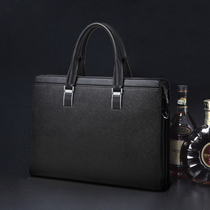 Light luxury high-end stylish mens bag genuine leather mens handbag cowhide 14-inch business horizontal crossbody briefcase office