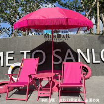 Munda click to customize the brand new Barbie Powder Scenic Area Decoration Beach Table And Chairs With Rose Red Large flow Su Sun Round umbrellas