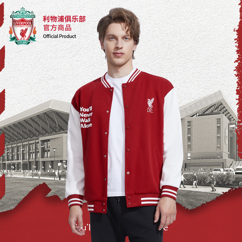 [Official Authentic] Liverpool Club |   Red and White Casual Baseball Uniform Cardigan Jacket Fan
