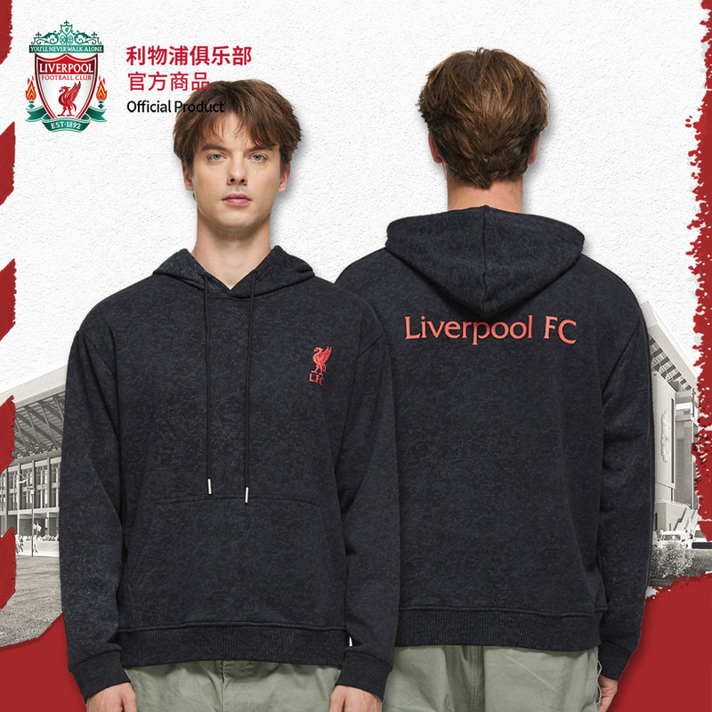 [Official Authentic Product] Liverpool Football Club |   Dark Gray Simple Warm Offset-Printed Letter Sports Casual Sweatshirt