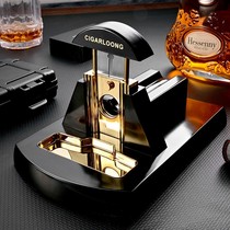 Cigar scissors three-in-one American large desktop metal stainless steel four-hole cigar cutter V-shaped cigar cutter smoking set