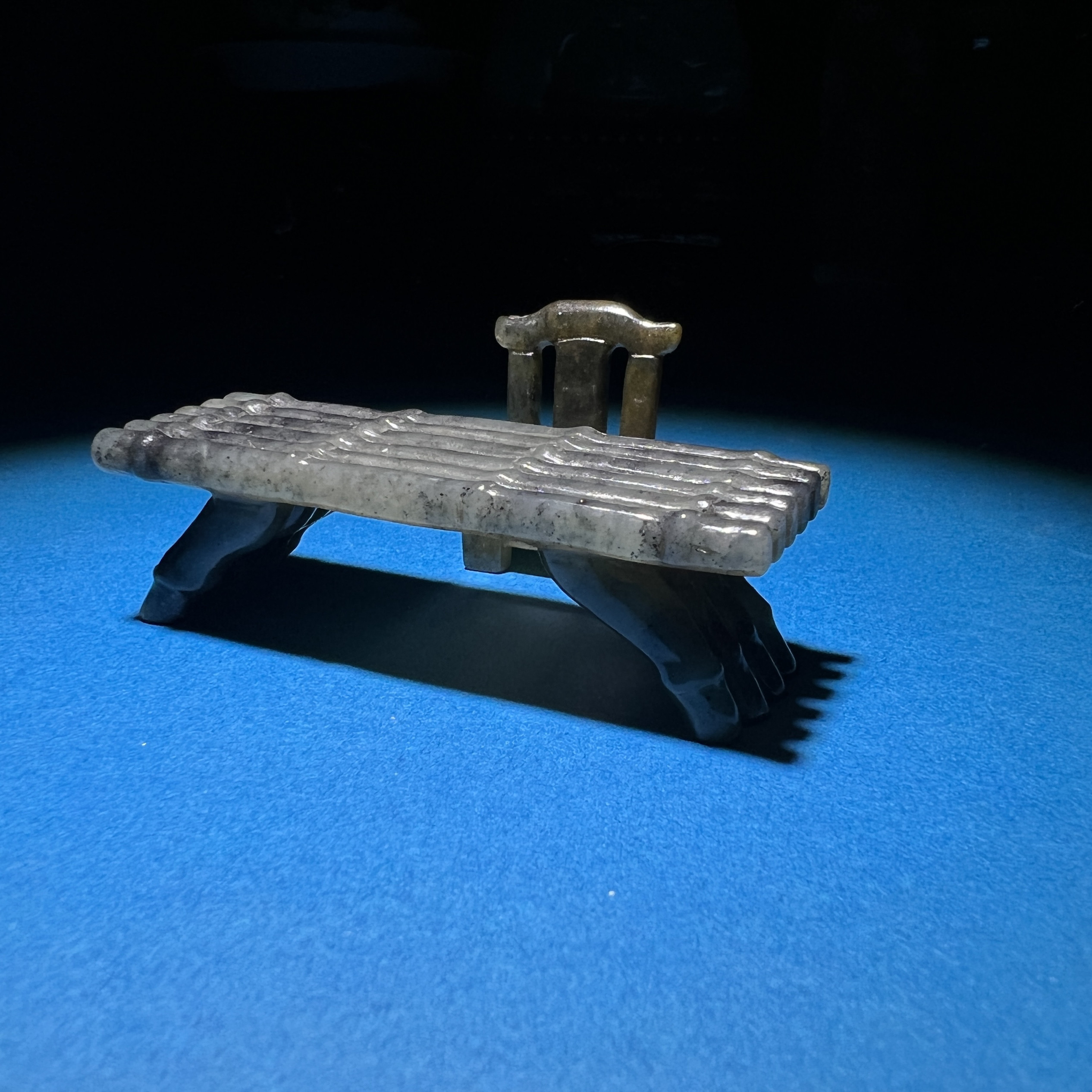 明清风格和田青花籽料玉桌凳：穿越时空的古典美学盛宴