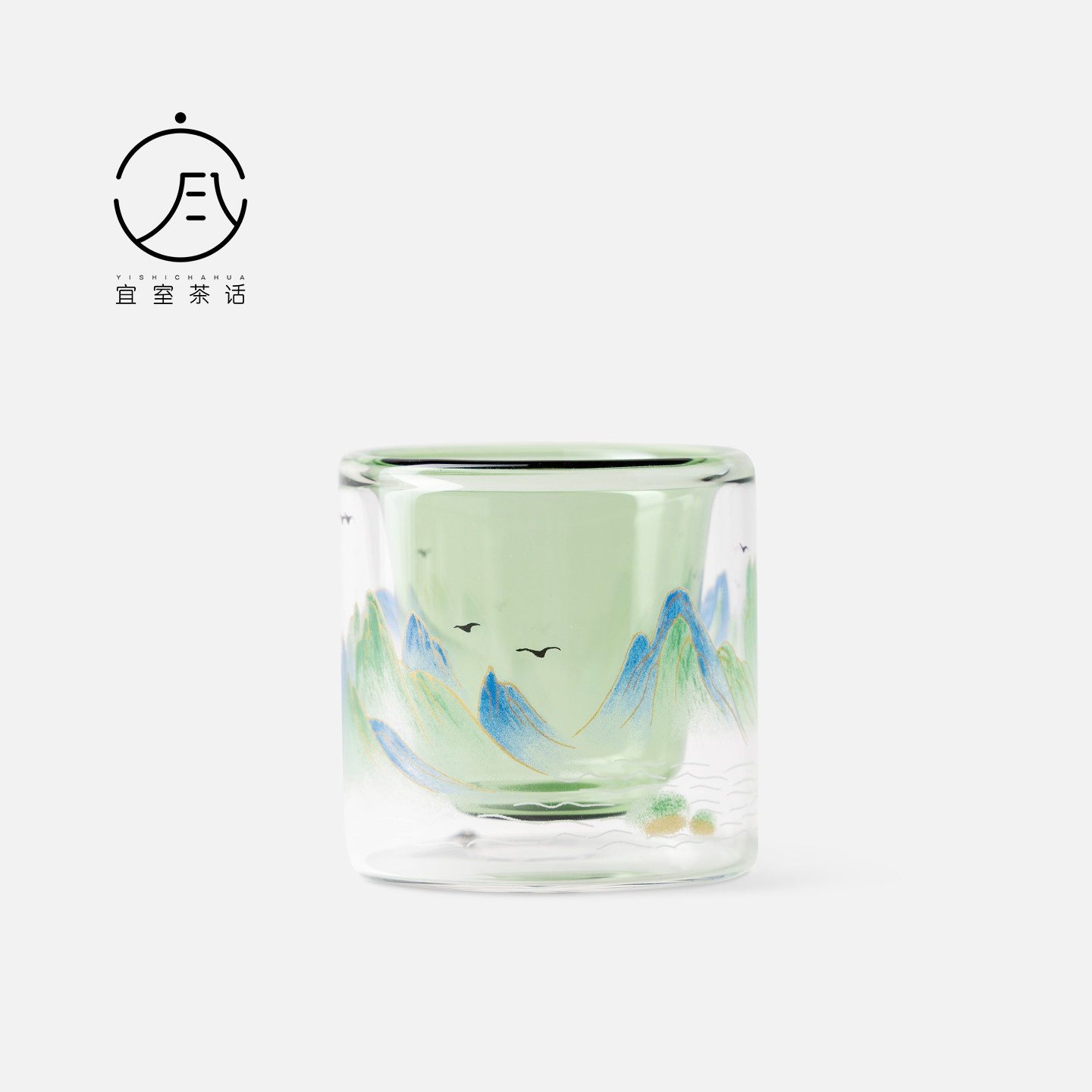 Yishu Tea Talk Thousand Miles Jiangshan Glass Double-Layer Tea Cup Master Cup Kung Fu Tea Set Creative Tea Tasting Cup Exquisite Anti-scalding