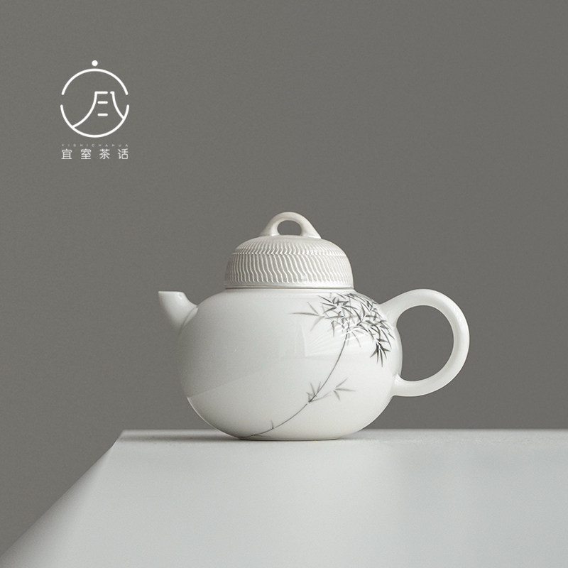 Yishu tea talk чистый бамбуковый чайник с ручной росписью, одинарный чайник, бытовой керамический чайник с фильтром, позолоченный серебряный чайный сервиз Кунг-фу Изображение 1