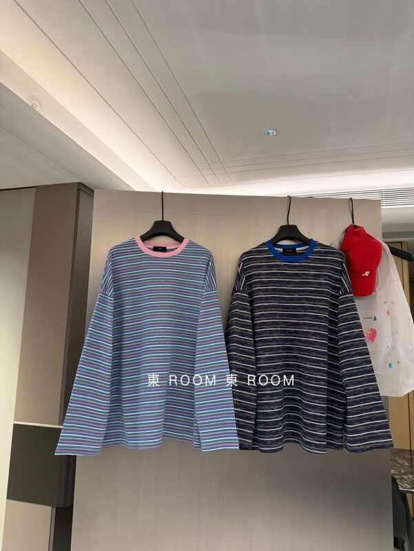 Early Autumn New Korean Style Fashion Casual Simple Striped Color-Block Long-Sleeve Women's Loose Lazy Style Versatile Trendy Top