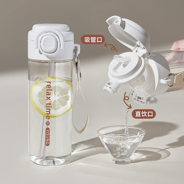 German High-Quality Food-Grade Plastic Cup for Women, Cute Straw Cup, Large Capacity, Portable Outdoor Sports Cup for Students