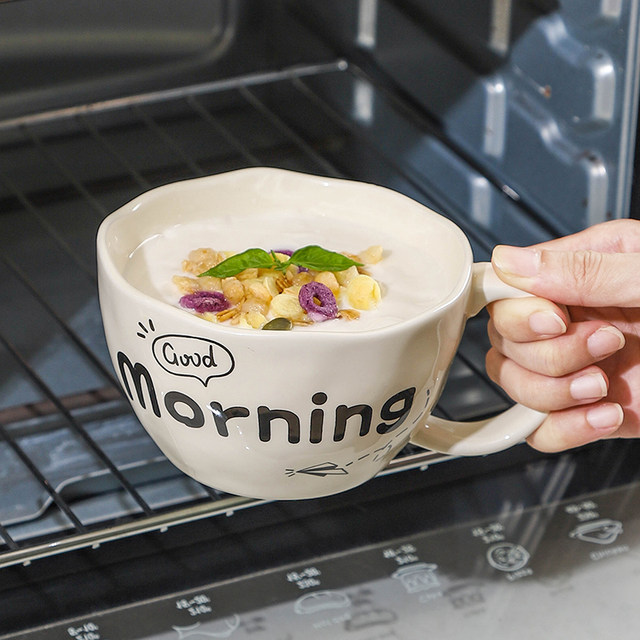 Japanese Ceramic Mug Cup for Couples, Home Use, Niche Design, Large Capacity, High Aesthetic Value, Milk Oatmeal Coffee Cup