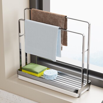 German Imported Kitchen Storage Rack, Draining Stainless Steel Organizer, Window Sill, Extremely Narrow Sink Gap, Towel Cloth