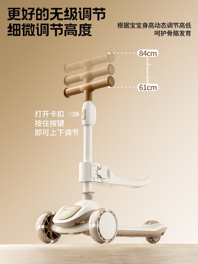 Baiwo New Model Children's Scooter for Ages 1 to 3, 6-in-1, Can Sit and Ride, Baby Walker, Infant Stroller, a Great Tool for Taking Kids Out